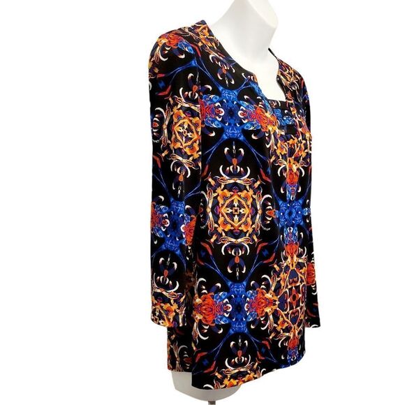 2/$20 Vintage Y2K Indian Pattern Navy Blue Top Blouse Size: Large - Picture 2 of 5